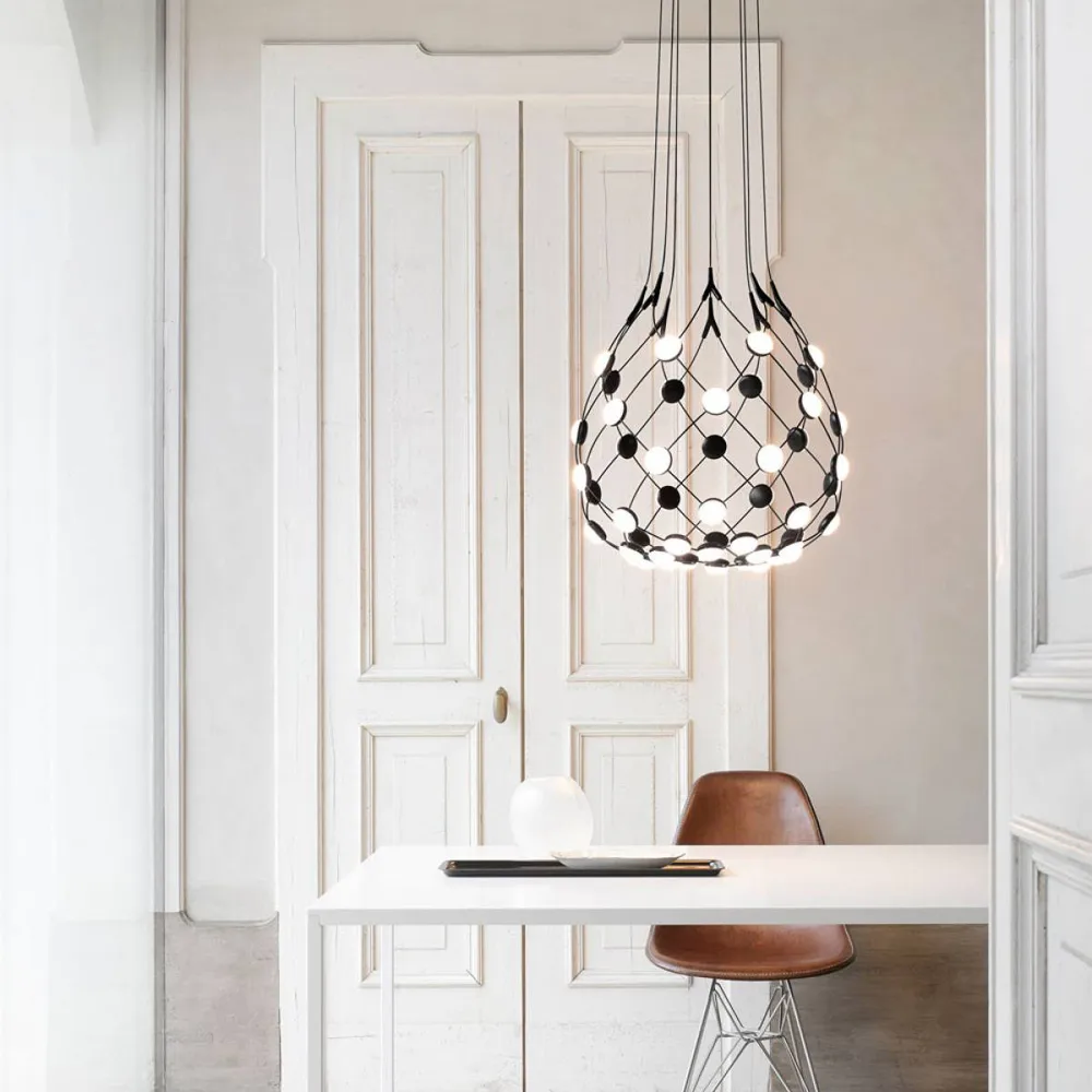 Mesh ceiling lamp, Black, small, cable 1m Luceplan