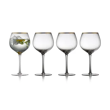 Palermo Gold gin & tonic glass 65 cl 4-pack - Clear-gold - Lyngby Glas