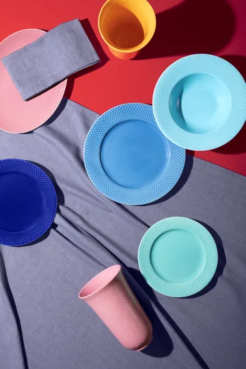 Rhombe deep plate Ø24.5 cm - Turquoise - Lyngby Porcelæn