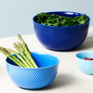 Rhombe serving bowl Ø22 cm - dark blue - Lyngby Porcelæn