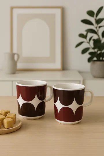 Härkä mug 25 cl 2-pack - white-dark wine-dark red - Marimekko