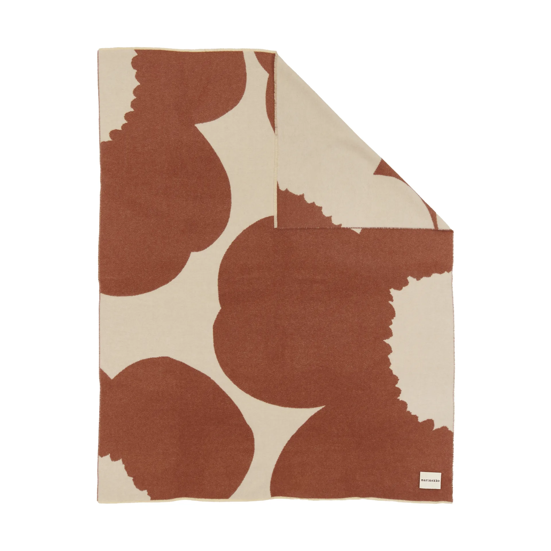 Iso Unikko throw blanket, Off white-chestnut, 130x170 cm Marimekko