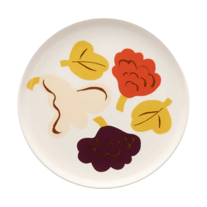 Kukasta Kukkaan dinner plate - White-vanilla-terrac-plum, Ø20 cm - Marimekko