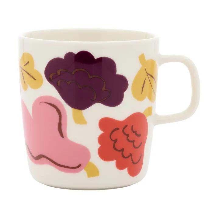 Kukasta Kukkaan mug - White-pink-terrac-plum, 40 cl - Marimekko