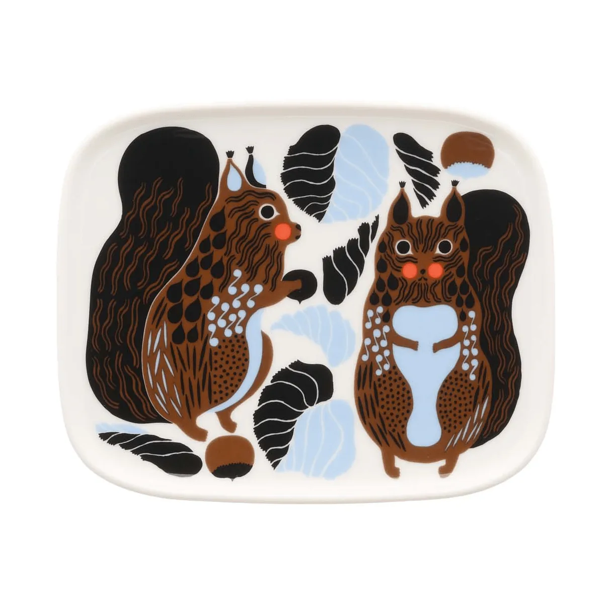 Kurre plate, White-brown-black-light blue Marimekko