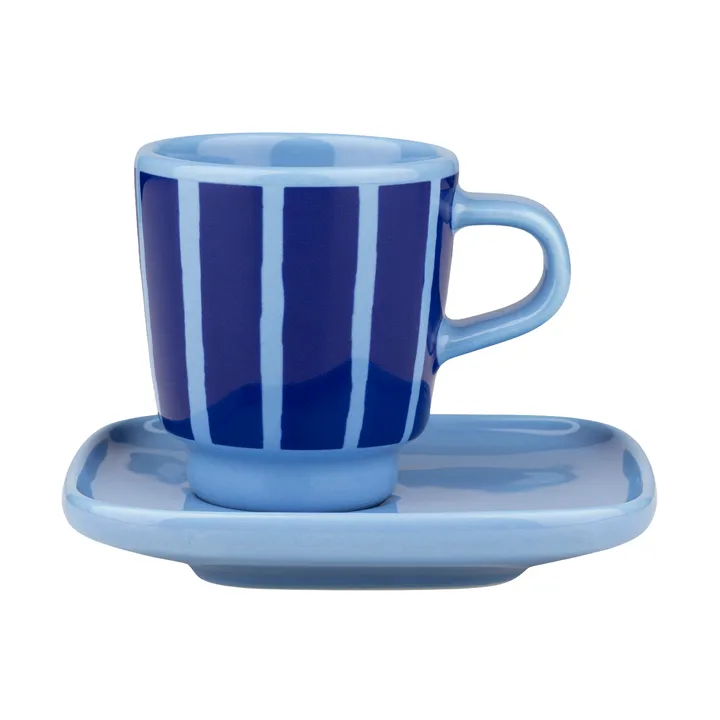 Piccolo espresso cup with saucer - Light blue-blue, 5 cl - Marimekko