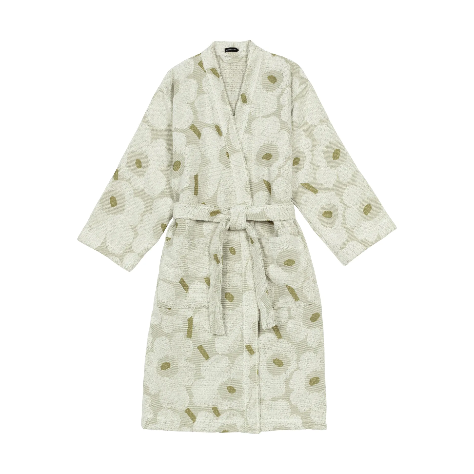 Pieni Unikko bathrobe L, Green umber-cream Marimekko