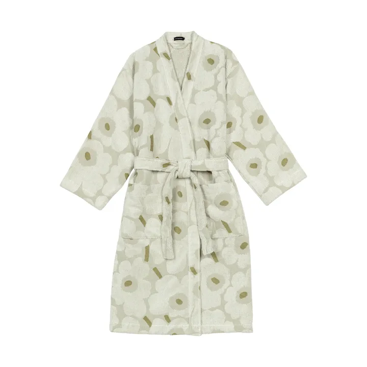 Pieni Unikko bathrobe L - Green umber-cream - Marimekko