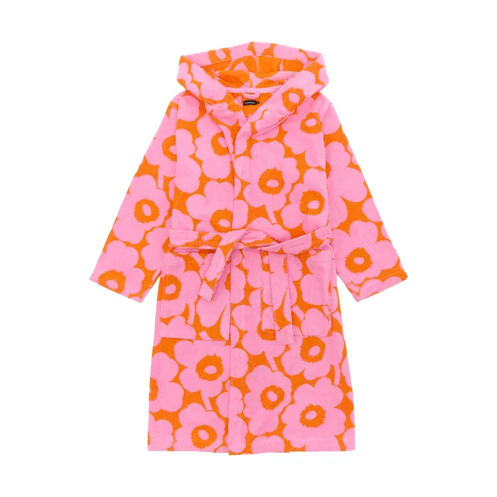 Pieni Unikko bathrobe XL - Orange-pink - Marimekko