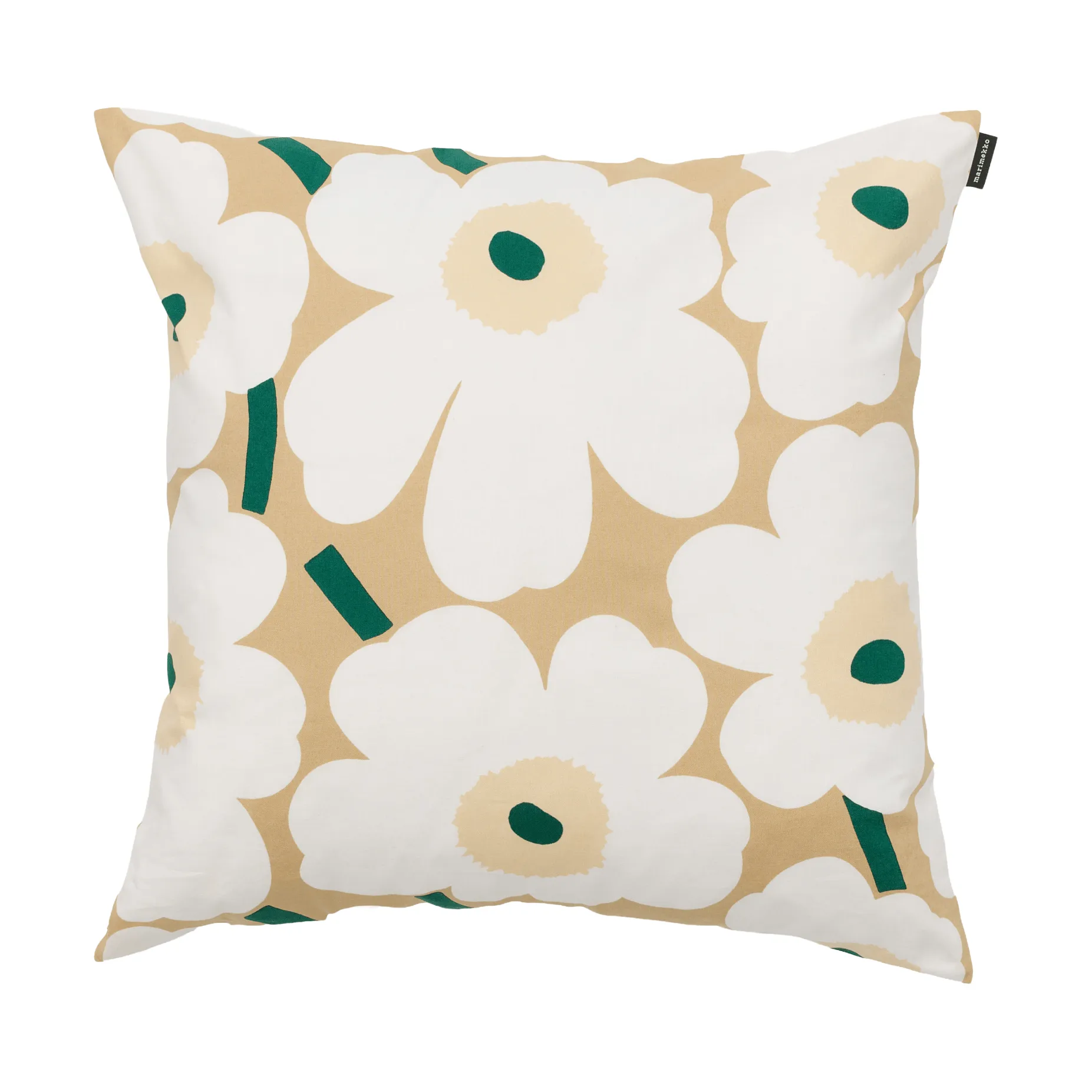 Pieni unikko cushion cover 50x50 cm, Sand-white-hay-emerald Marimekko