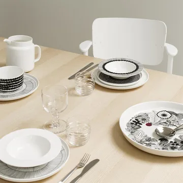 Räsymatto plate 20 cm 6-pack black small dots - Marimekko