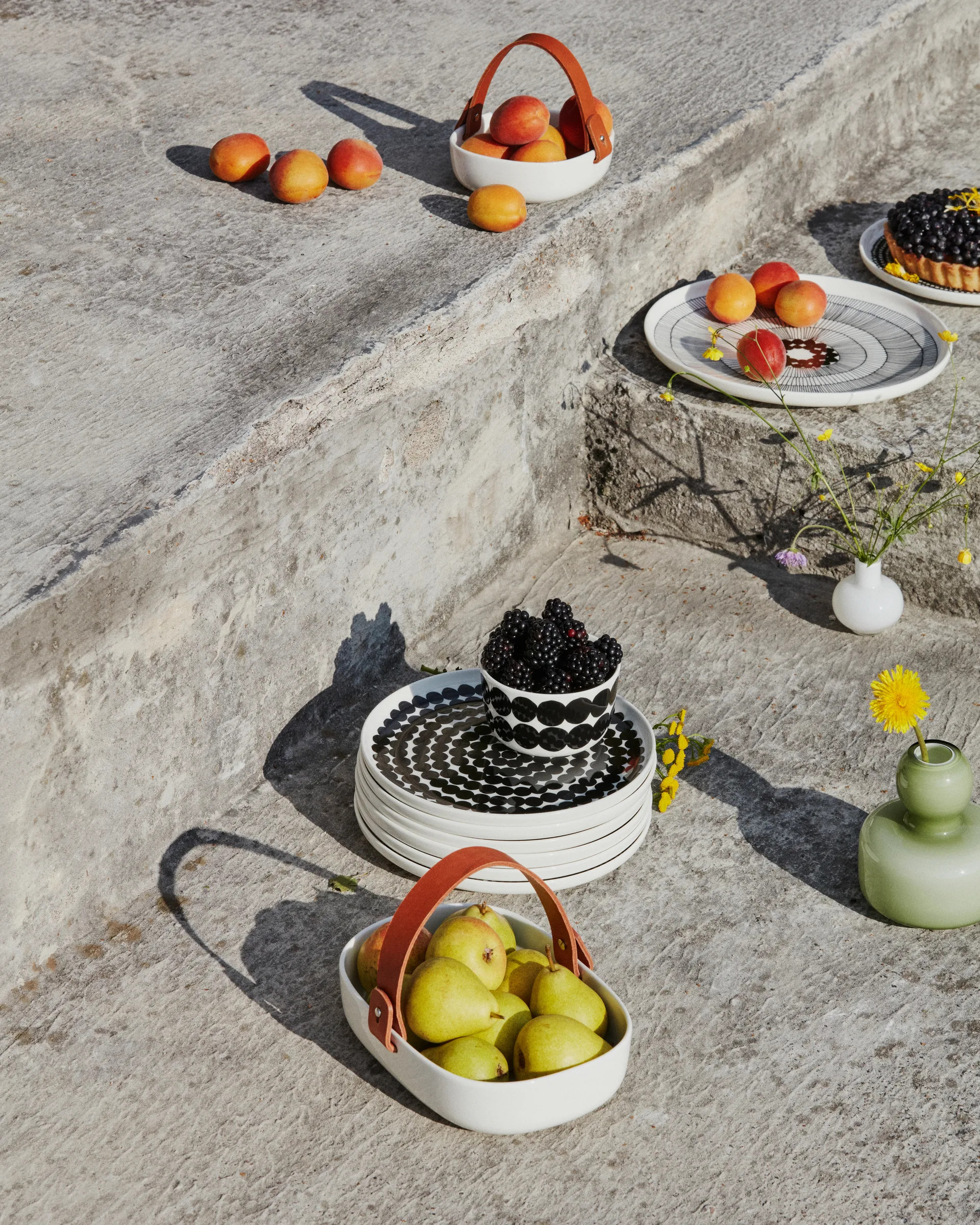 Räsymatto plate 20 cm, 6-pack black-white,  Marimekko