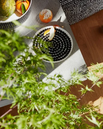 Räsymatto plate 20 cm, 6-pack black-white - Marimekko