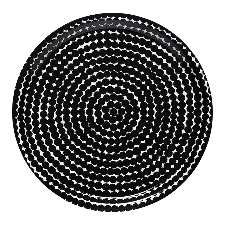 Räsymatto tray Ø31 cm - Black-white - Marimekko