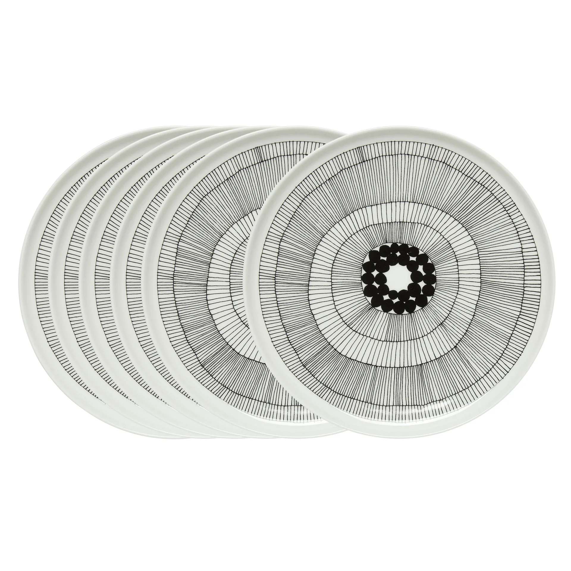 Siirtolapuutarha plate Ø 25 cm, 6-pack black-white,  Marimekko