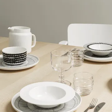 Siirtolapuutarha plate Ø 25 cm, 6-pack black-white - Marimekko