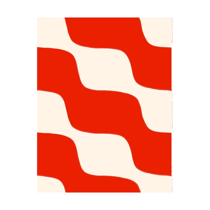 Taifuuni fabric - Natural white, orange red, cotton - Marimekko