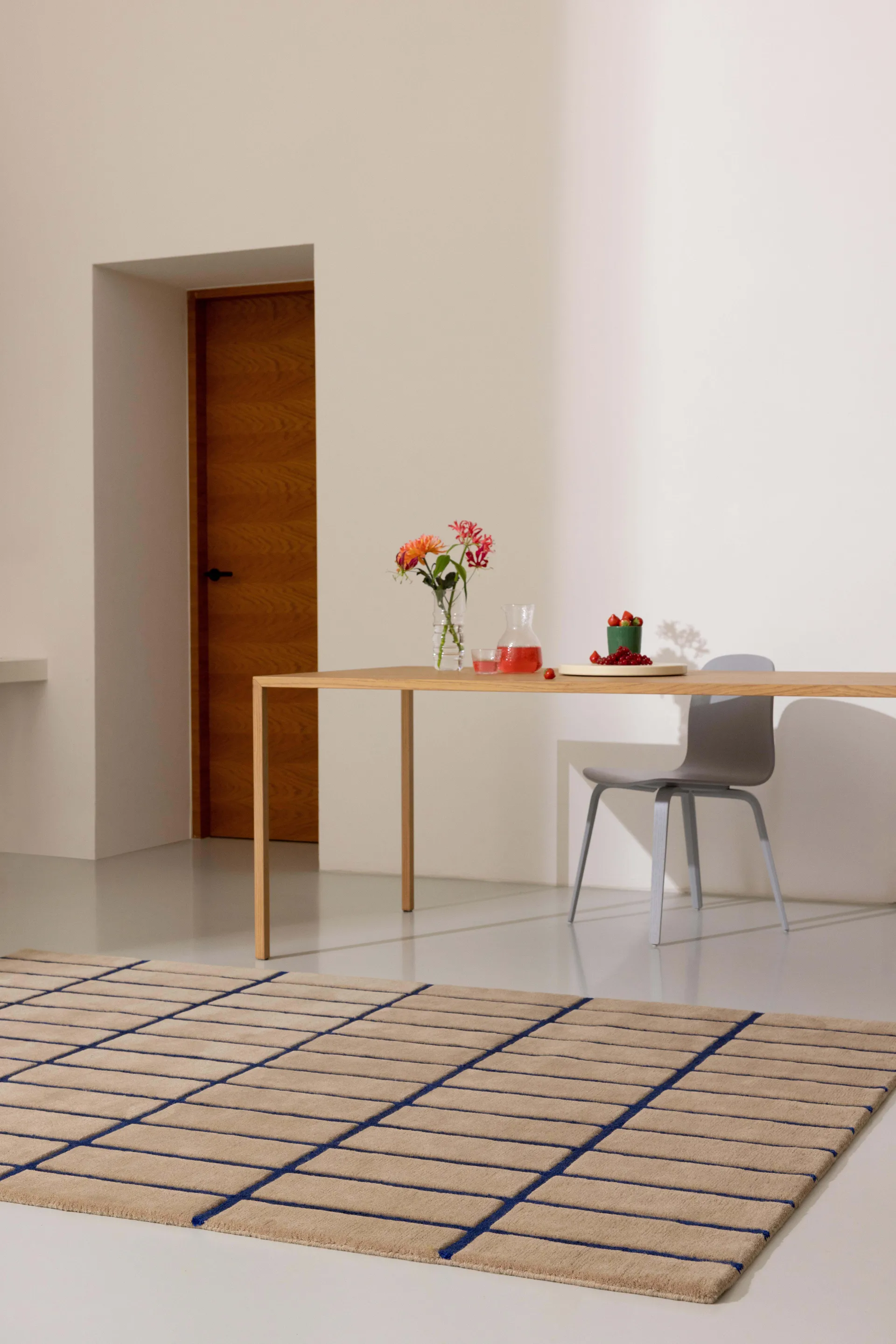 Tiiliskivi wool rug, Bright blue, 140x200 cm Marimekko