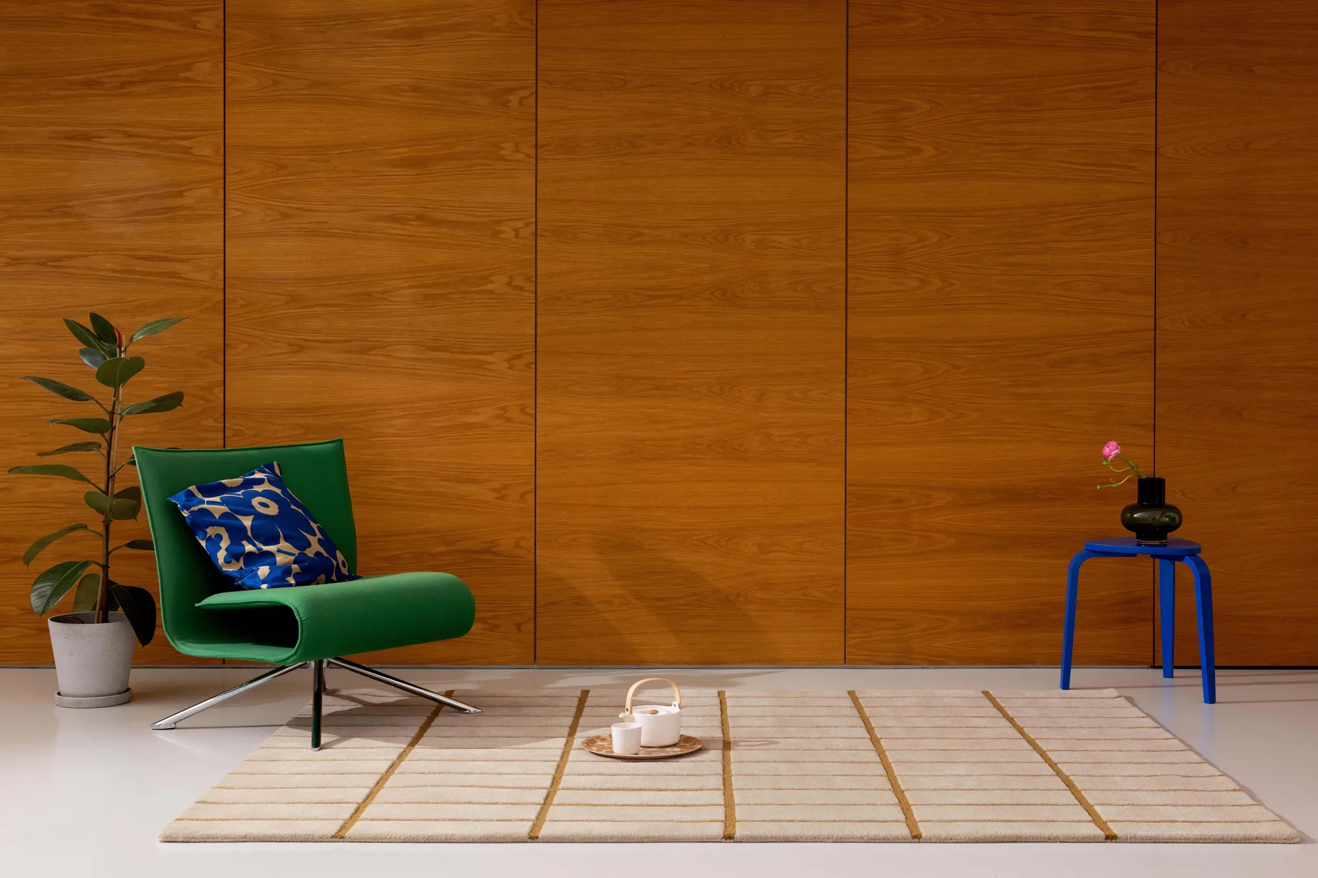 Tiiliskivi wool rug, Bronze yellow, 140x200 cm Marimekko