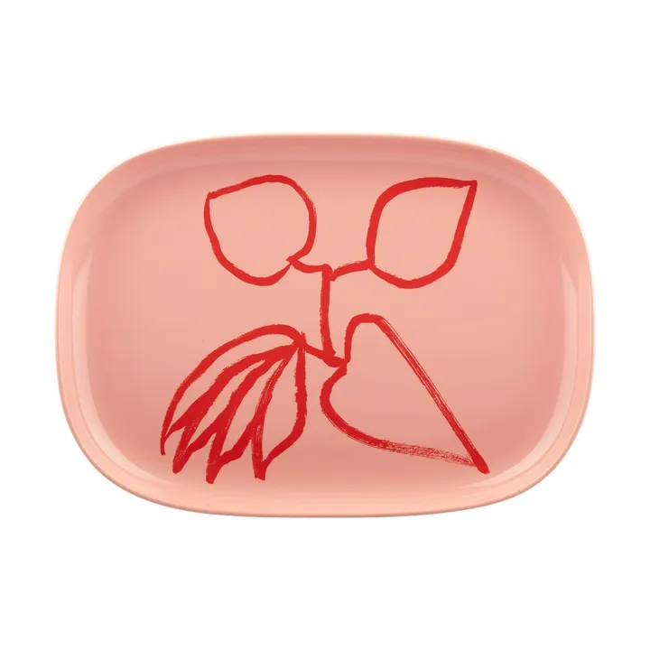 Ukonhattu serving dish 23x32 cm - Salmon red-tomato red - Marimekko