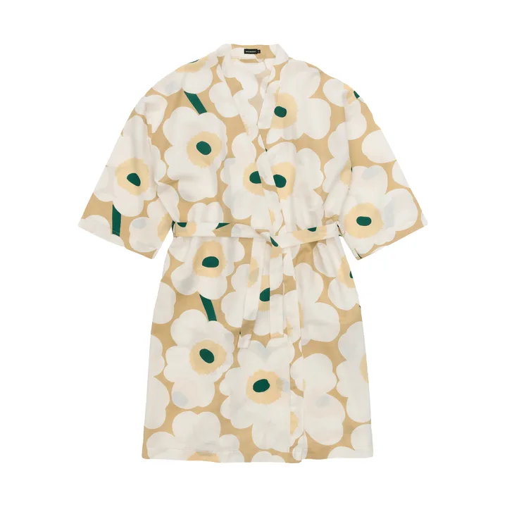 Unikko bathrobe L/XL - Sand-off white-hay-emerald - Marimekko