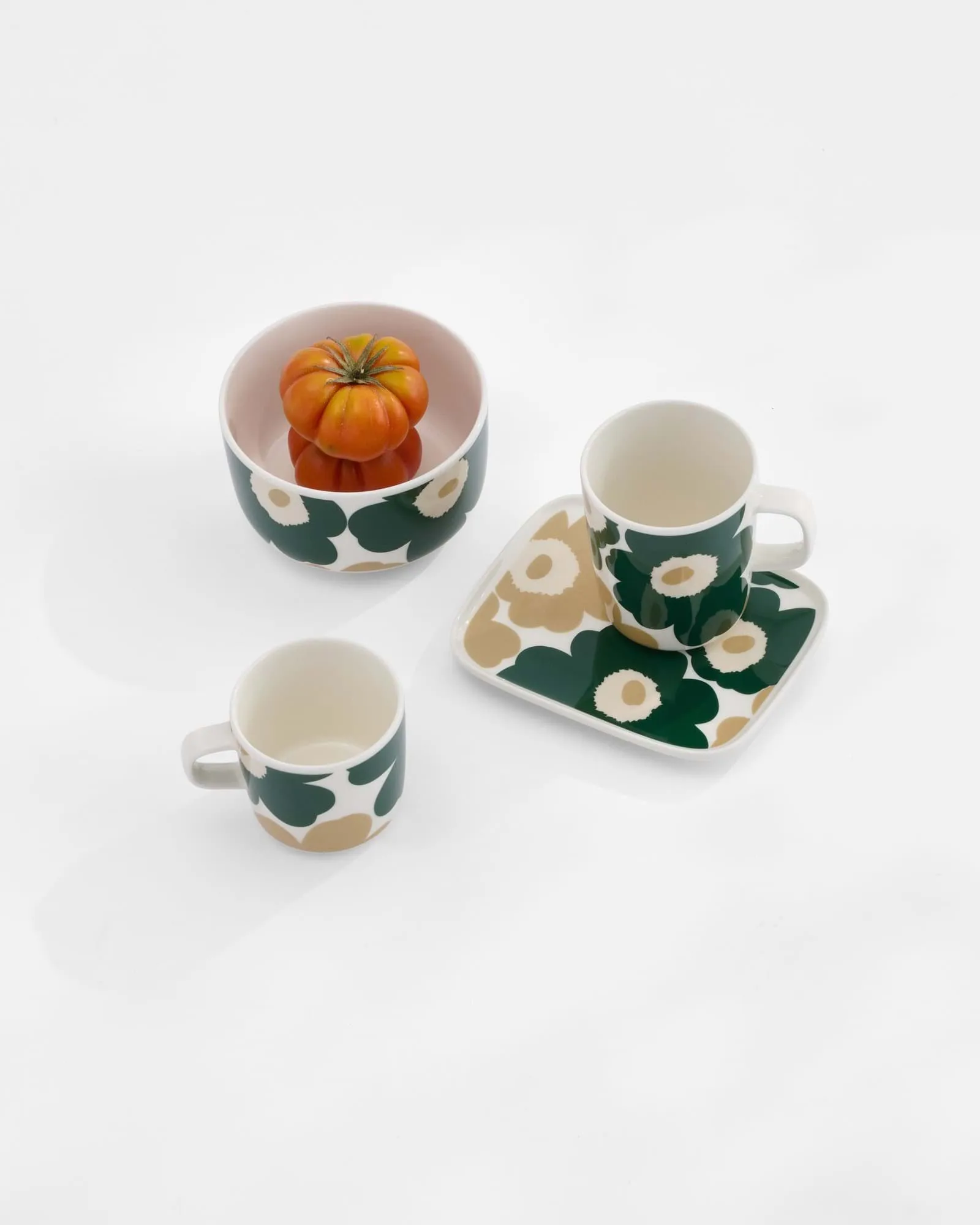 Unikko bowl 5 dl, White-dark green-beige-light sand Marimekko