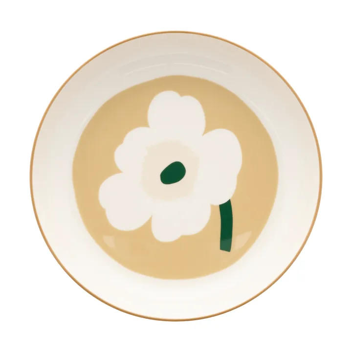Unikko deep plate Ø20.5 cm - White-beige-light sand-dark green - Marimekko