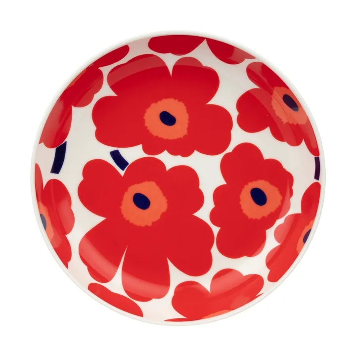 Unikko deep plate Ø20.5 cm - White-red-blue - Marimekko
