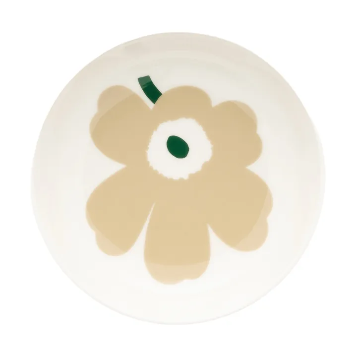 Unikko deep plate - Beige-white-light sand-dark green - Marimekko
