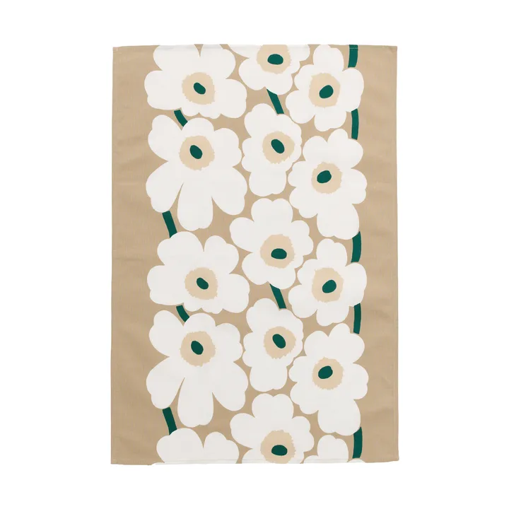 Unikko kitchen towel 47x70 cm - Sand-white-hay-emerald - Marimekko