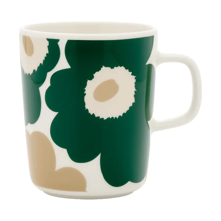 Unikko mug 25 cl - White-dark green-beige-light sand - Marimekko