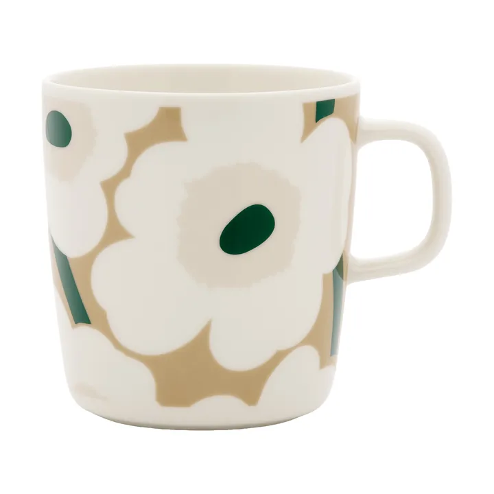 Unikko mug 40 cl - White-beige-light sand-dark green - Marimekko
