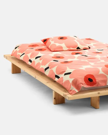 Unikko pillowcase 50x60 cm - Off white-coral-orange red-charcoal - Marimekko