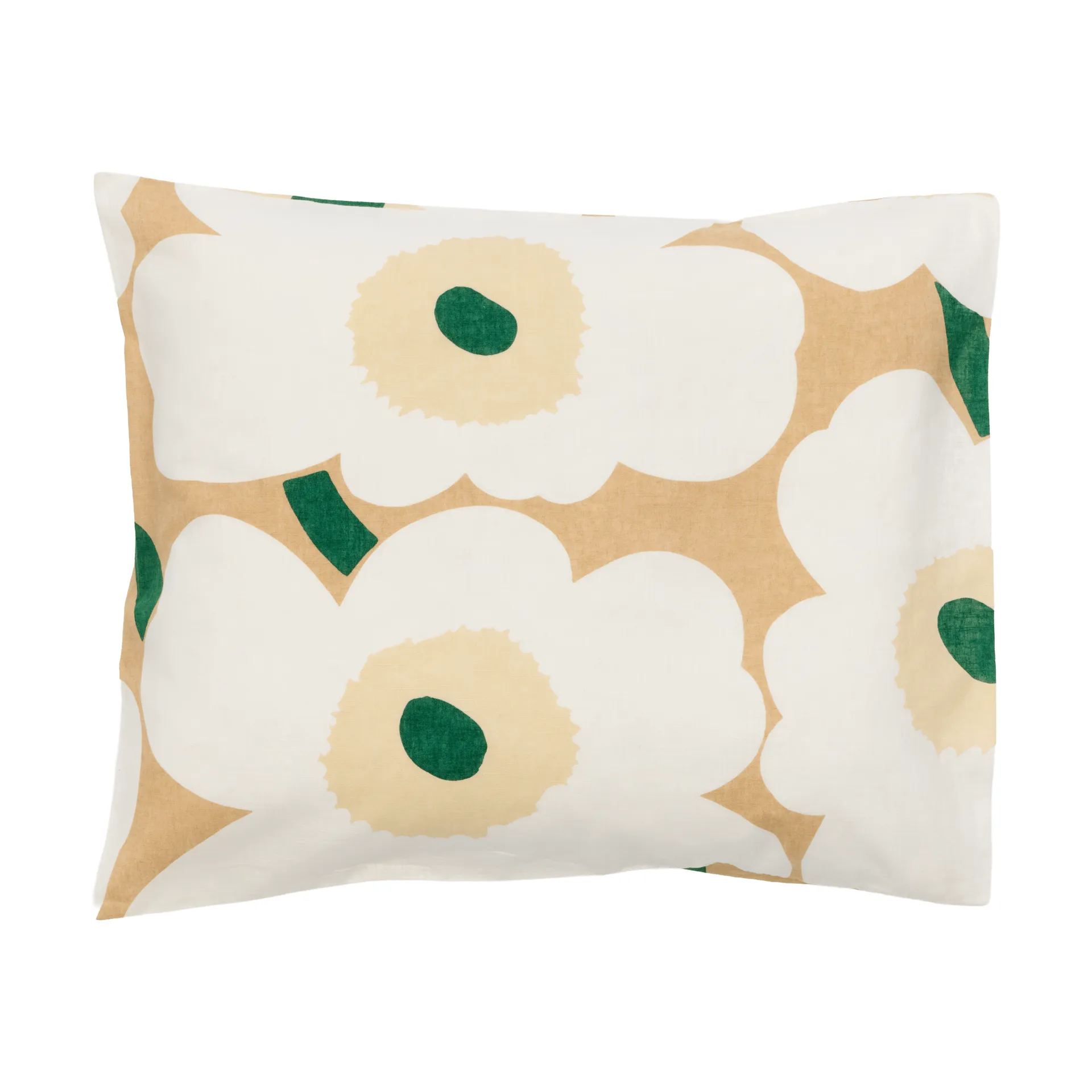 Unikko pillowcase 50x60 cm, Sand-off white-hay-emerald Marimekko