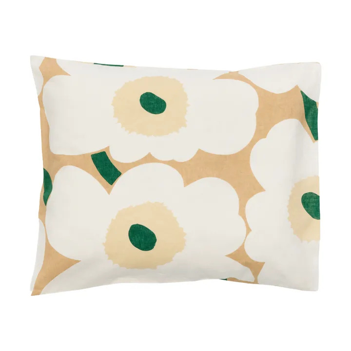 Unikko pillowcase 50x60 cm - Sand-off white-hay-emerald - Marimekko