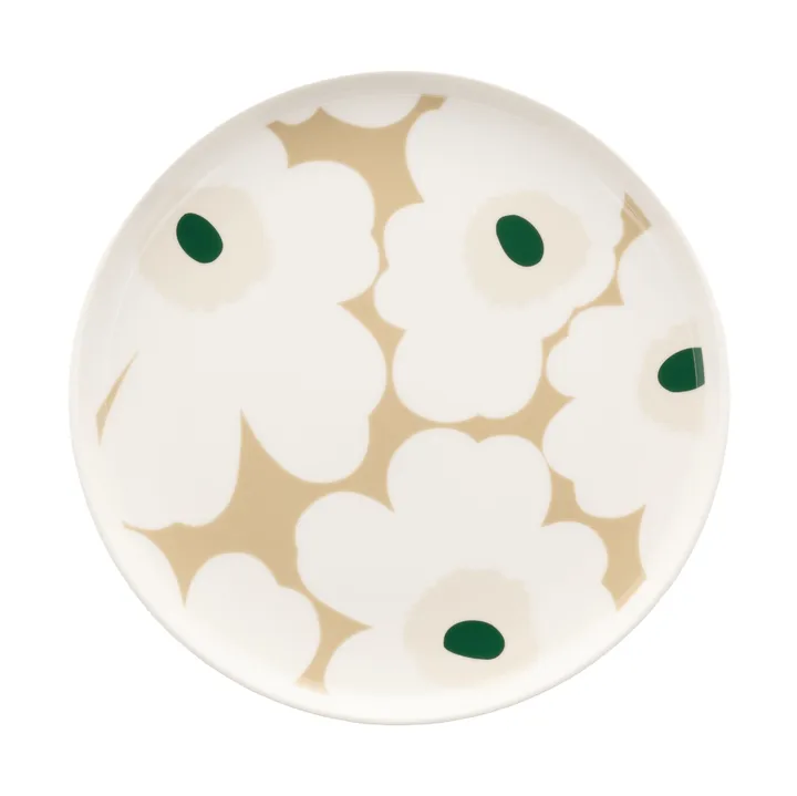 Unikko plate 20 cm - White-beige-light sand-dark green - Marimekko