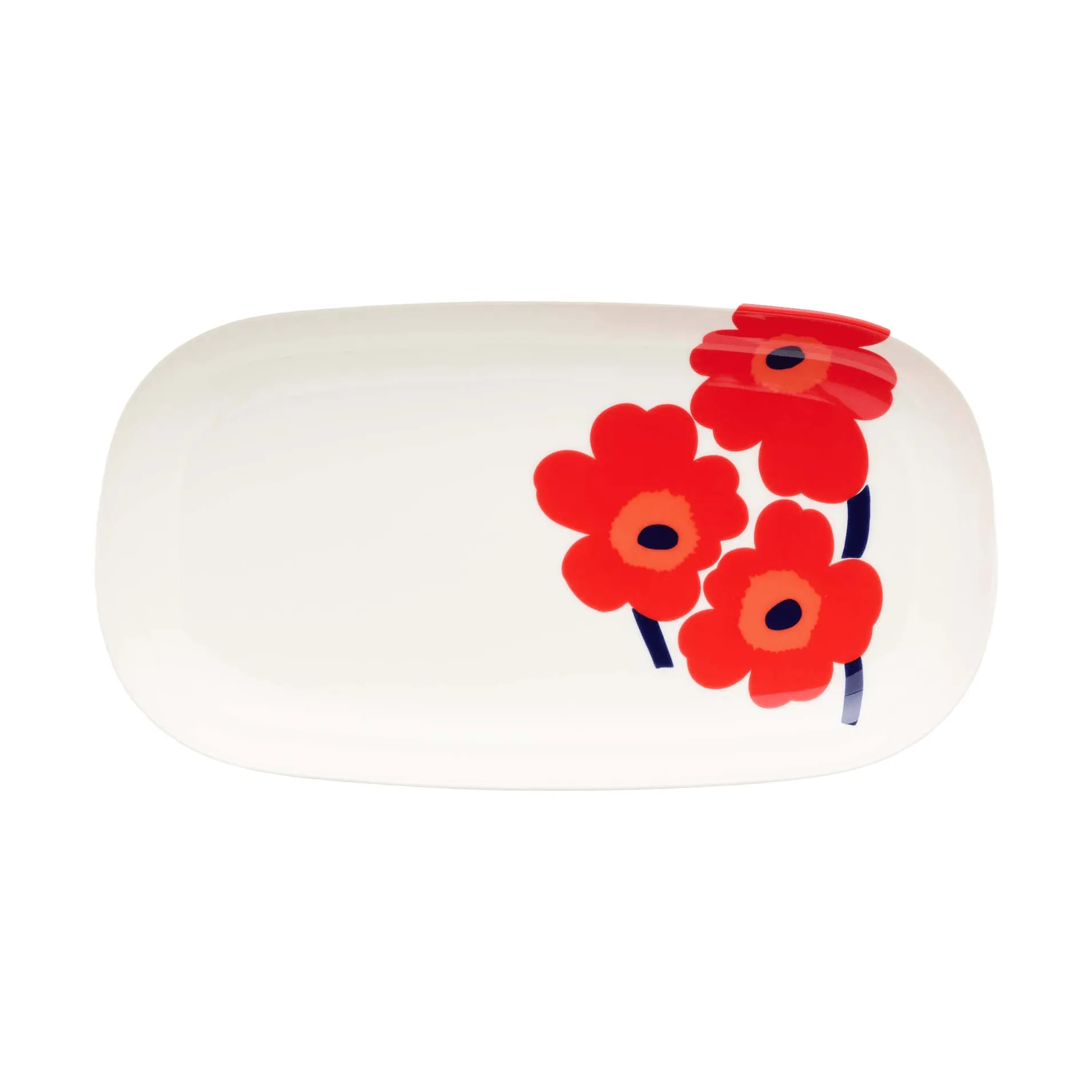 Unikko serving platter 17x32 cm, White-red-blue Marimekko