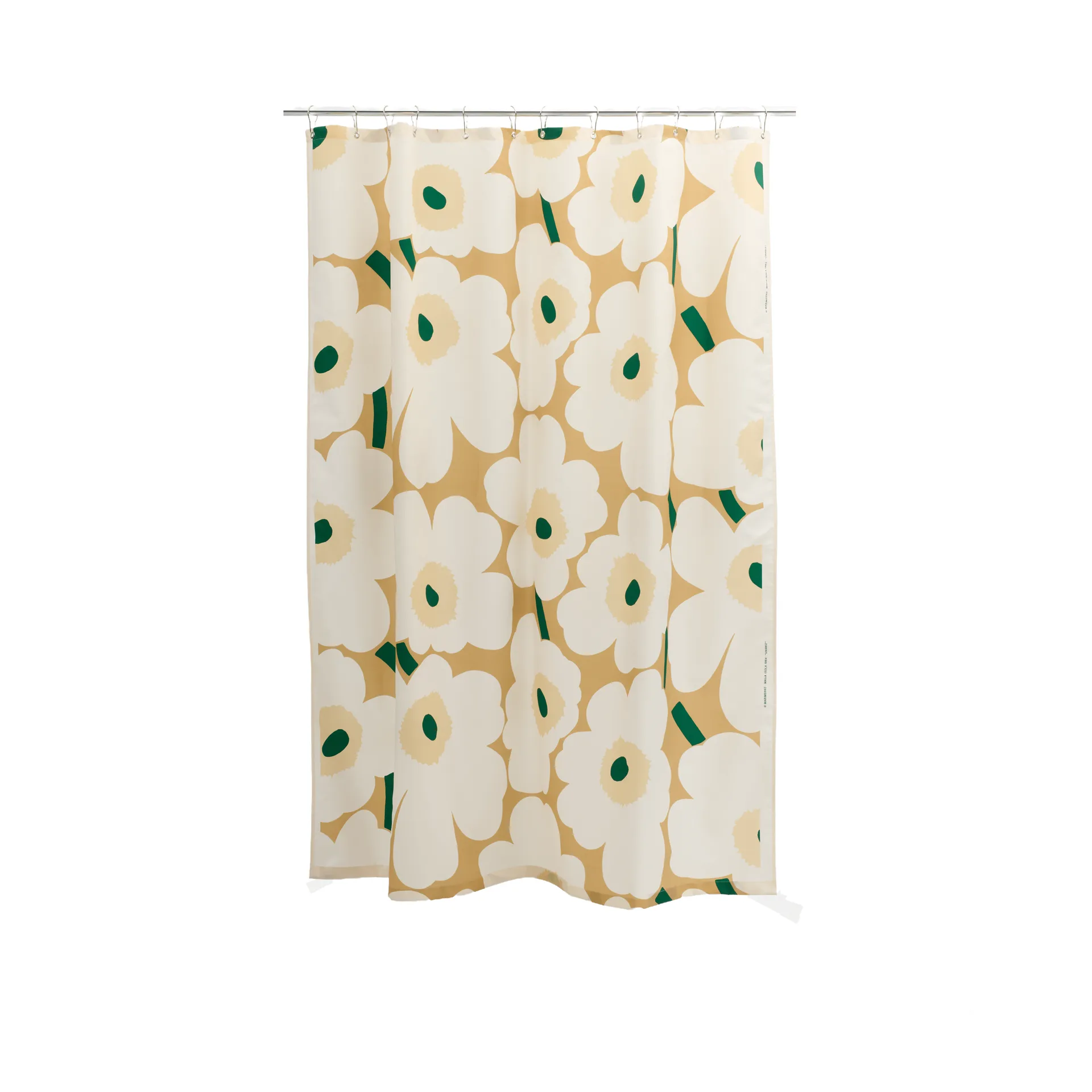 Unikko shower curtain, Sand-off white-hay-emerald Marimekko