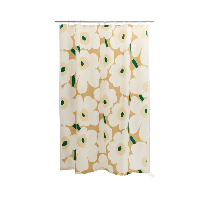 Unikko shower curtain - Sand-off white-hay-emerald - Marimekko
