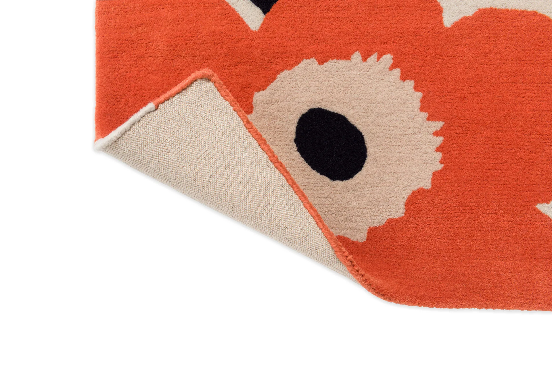 Unikko wool rug, Orange red, 170x240 cm Marimekko