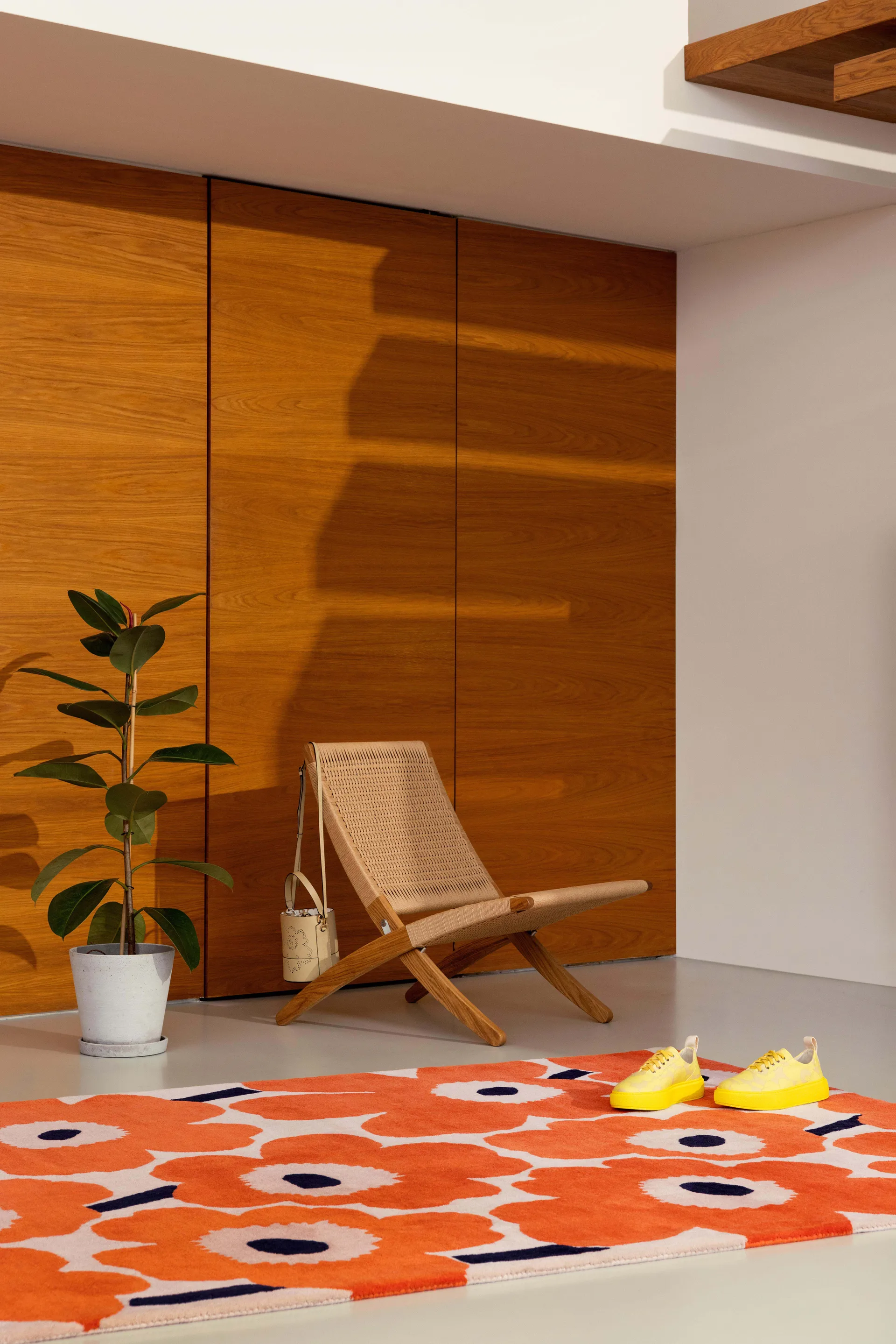 Unikko wool rug, Orange red, 170x240 cm Marimekko
