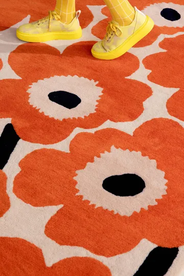 Unikko wool rug - Orange red, 170x240 cm - Marimekko