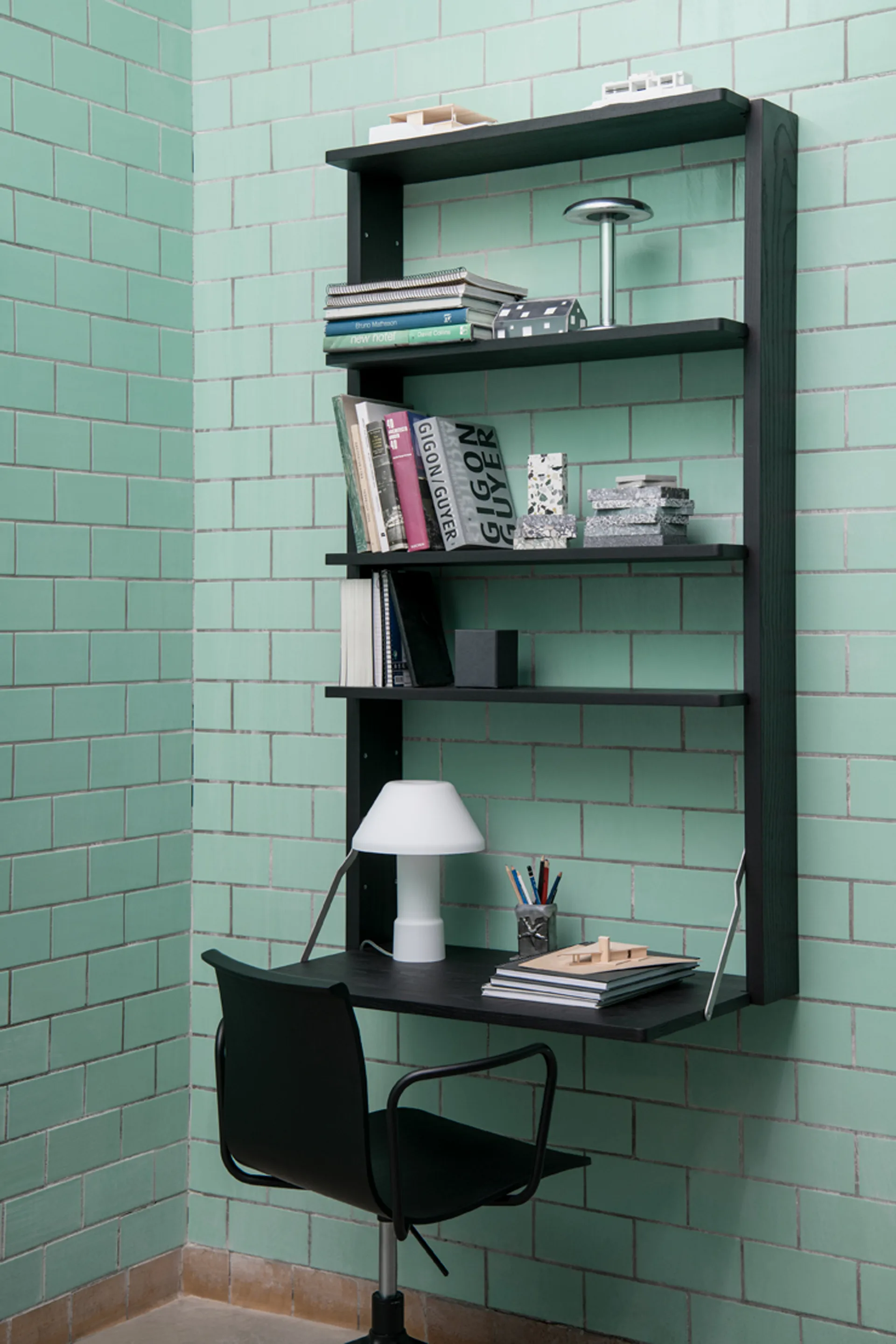 Gridlock Desk writing shelf, White stained Ash Massproductions