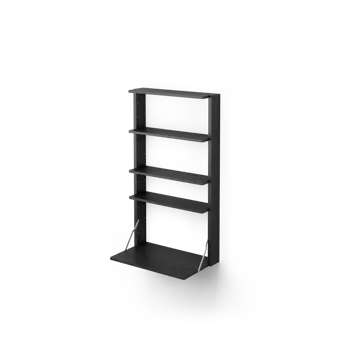 Gridlock - M1-A4-0-D shelf with writing table - Black stained Ash - Massproductions