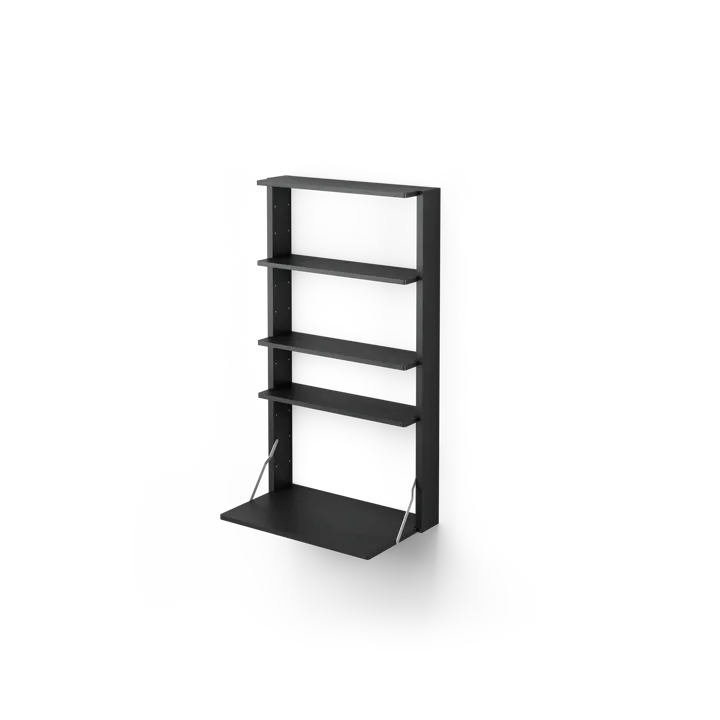 Gridlock - M1-A4-0-D shelf with writing table - Black stained Ash - Massproductions