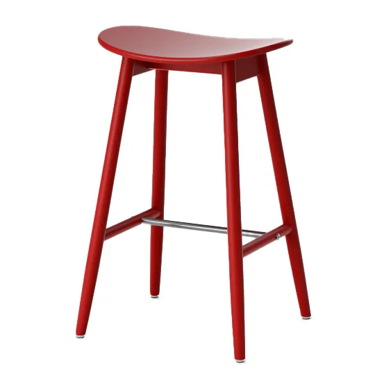 Icha barstool 65 cm - Red varnished beech - Massproductions