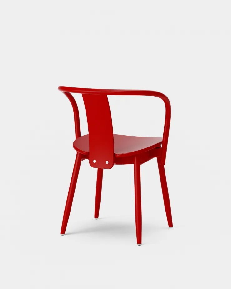 Icha chair, Red varnished beech Massproductions