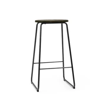 Earth bar stool - Coffee. h.69. black steel stand - Mater