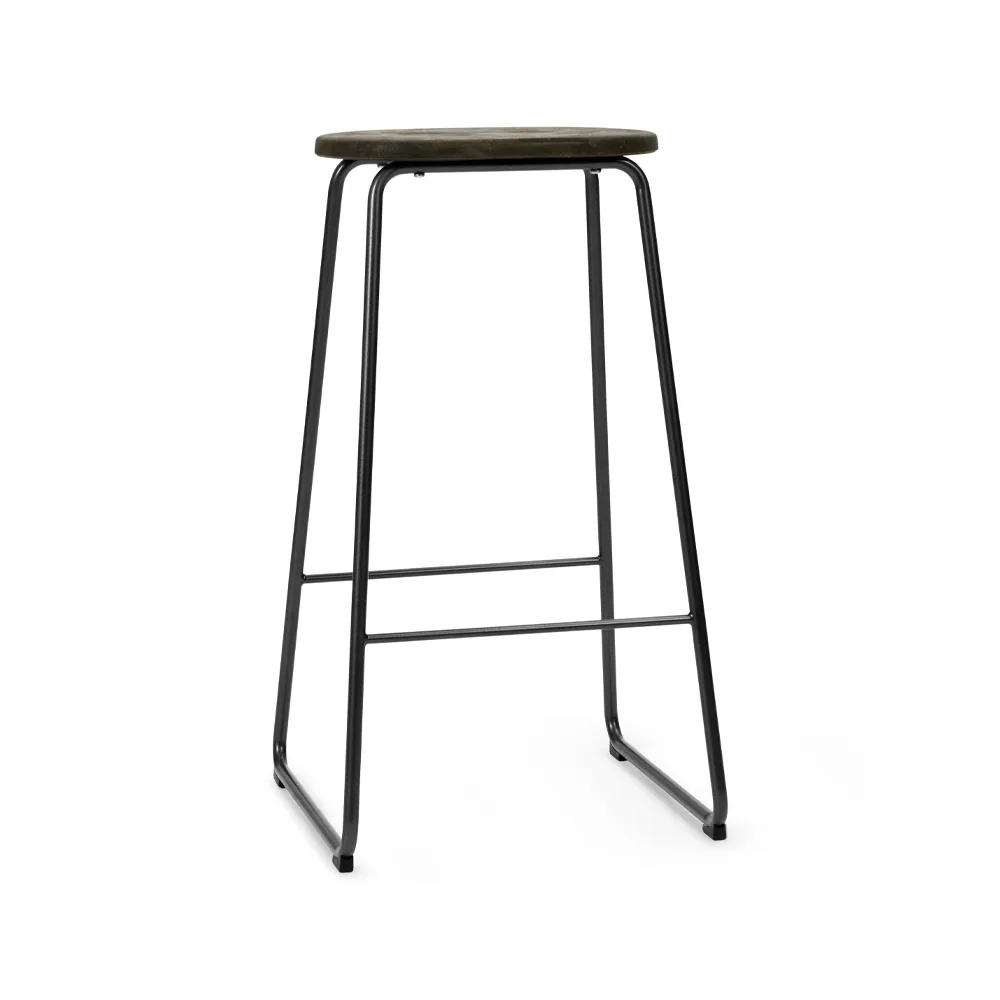 Earth bar stool, Coffee. h.74. black steel stand Mater