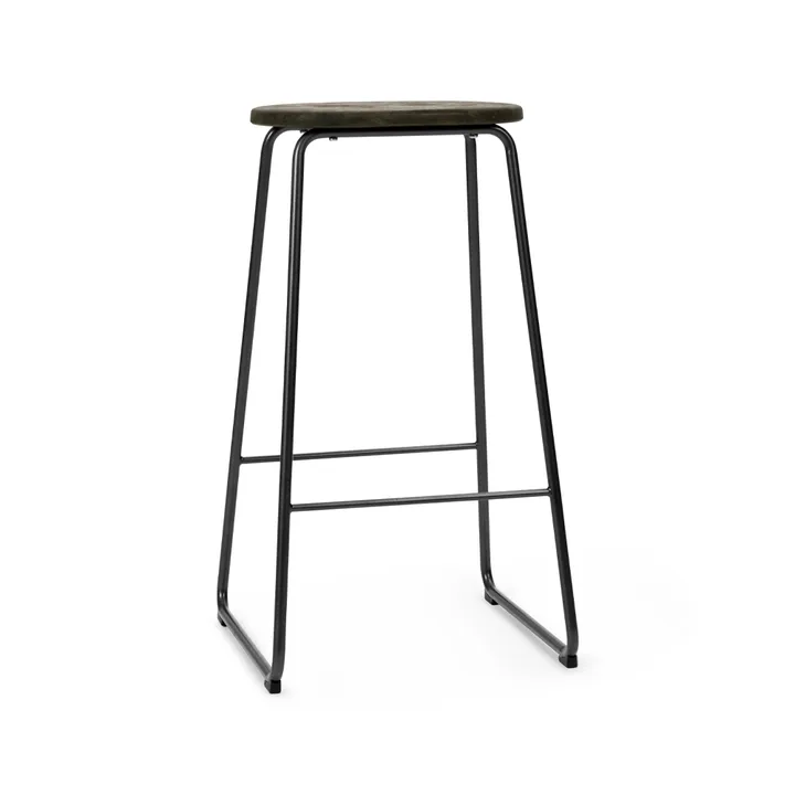 Earth bar stool - Coffee. h.74. black steel stand - Mater